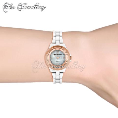 Hip Watch (White) - Crystals from Swarovski®